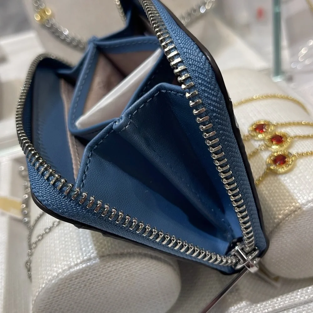 Michael Kors Jet Set Travel Medium Zip Around Color-Block Wallet Pale Blue Mul